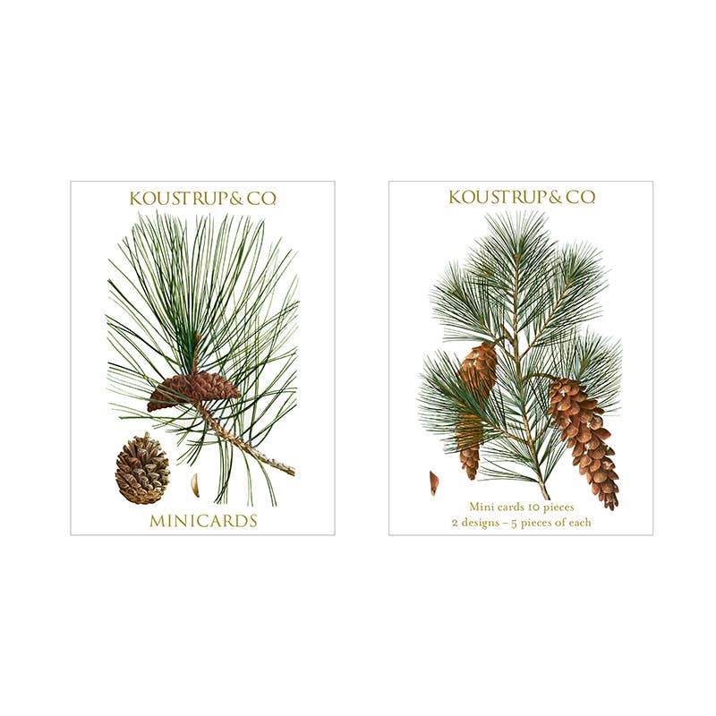 Koustrupco - Set da 10 Mini Biglietti d'Auguri Pini