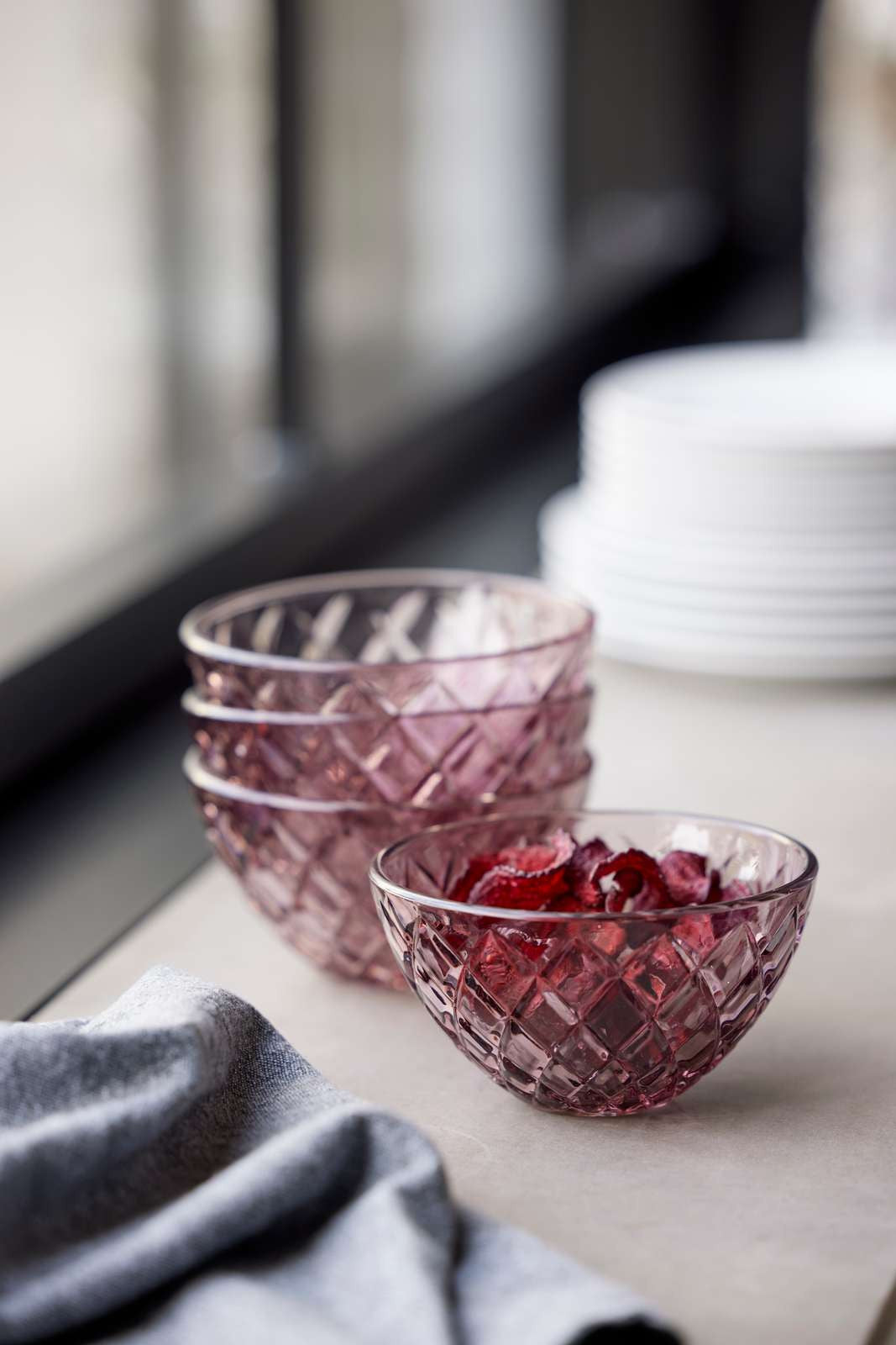 Lyngby Glas - Set di Bowl Sorrento in Vetro Rosa 4 pz