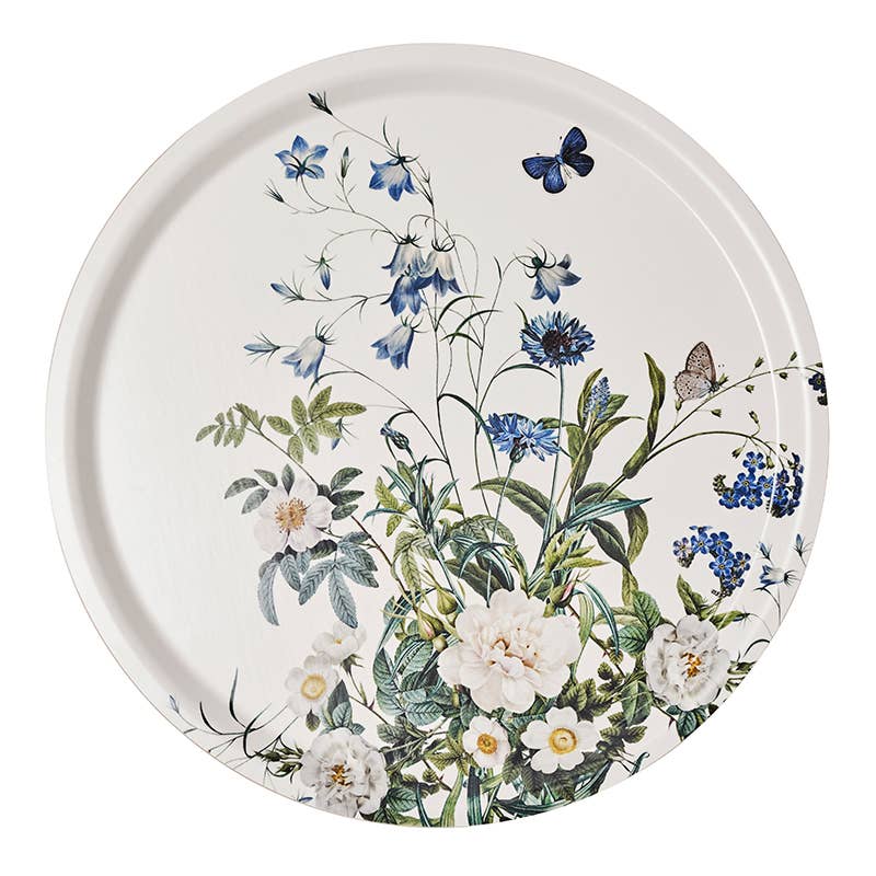 Koustrupco - Vassoio Rotondo Fiori Blu