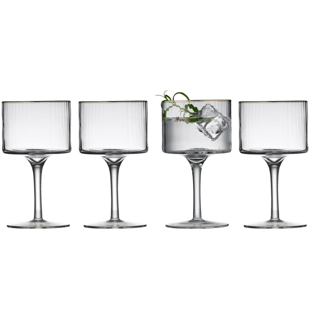 Lyngby Glas - Set di Bicchieri da Gin Tonic in Vetro Palermo Gold 4pz