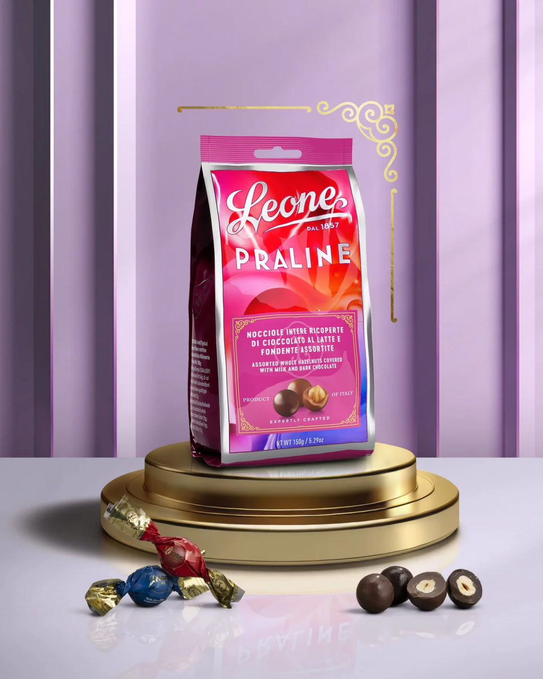Leone - Sacchetto Praline Assortite con Nocciole Ricoperte 150g