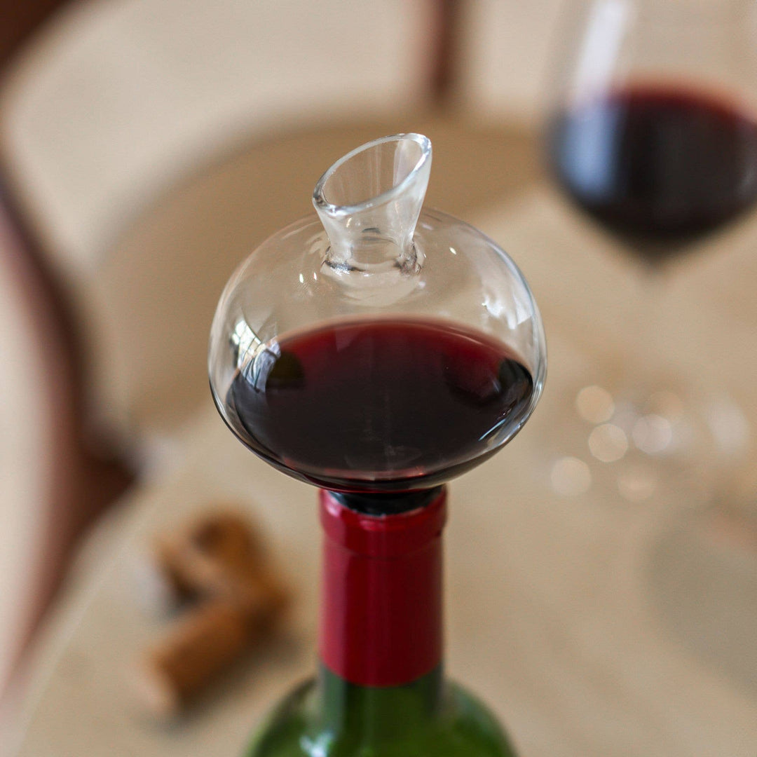 Ogo living - Aeratore per vino con versatore in vetro e silicone Deluxe