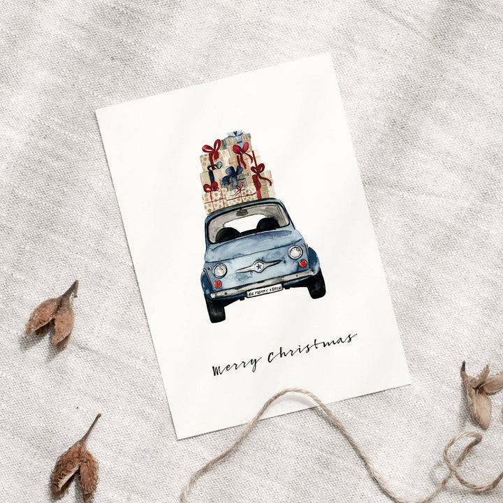 Leo La Douce - Cartolina con macchina "Merry Christmas"