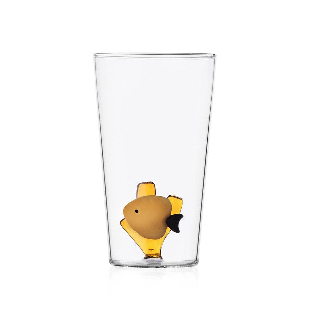 Bicchiere da longdrink con pesciolino giallo