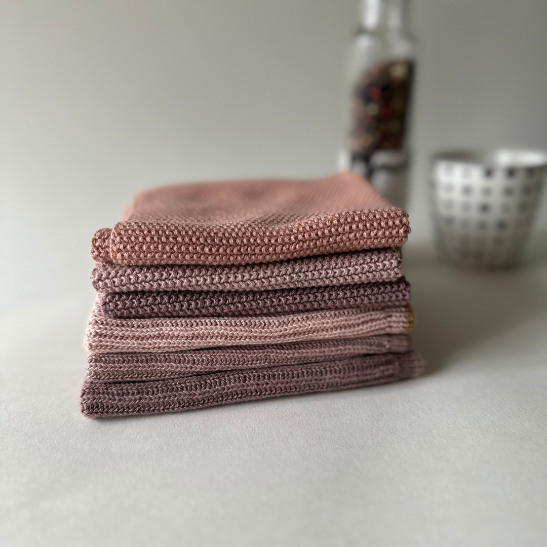 Aspegren Denmark - Set Canovacci Lavorati A Maglia Color Mauve 25x25 cm