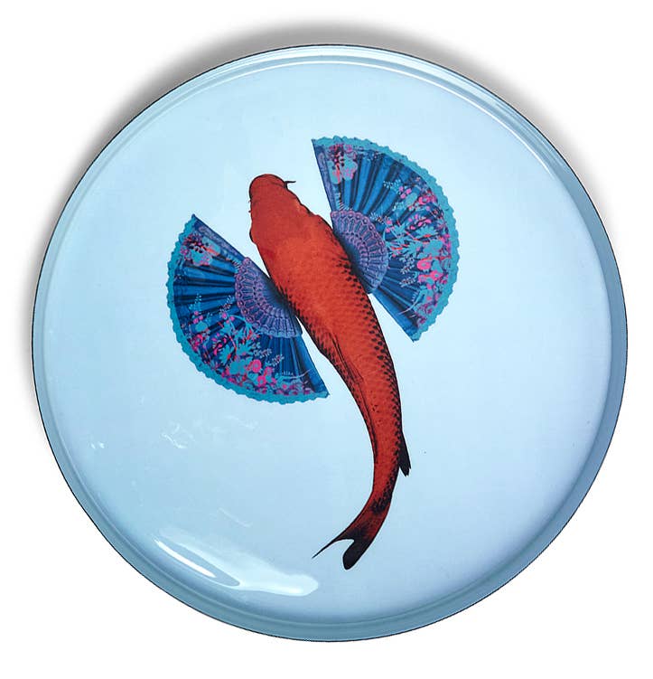 Gangzaï Design - Vassoio Rotondo In Ferro "Fishkoï" 33cm