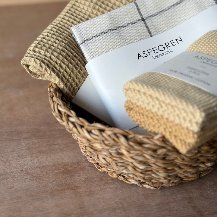 Aspegren Denmark - Set Canovacci Lavorati A Maglia Color Golden Straw 25x25 cm