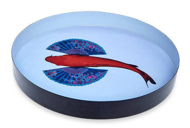 Gangzaï Design - Vassoio Rotondo In Ferro "Fishkoï" 33cm