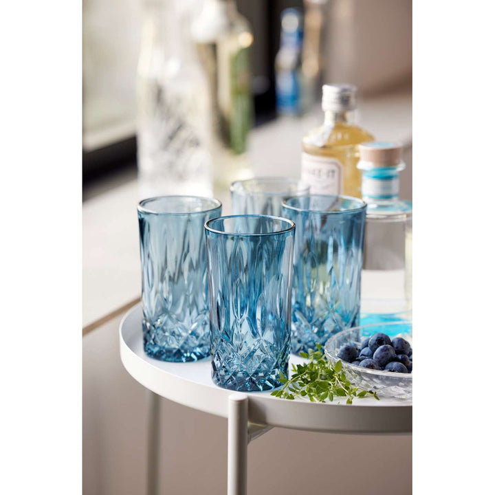 Lyngby Glas - Set di Bicchieri Highball Blu 4pz