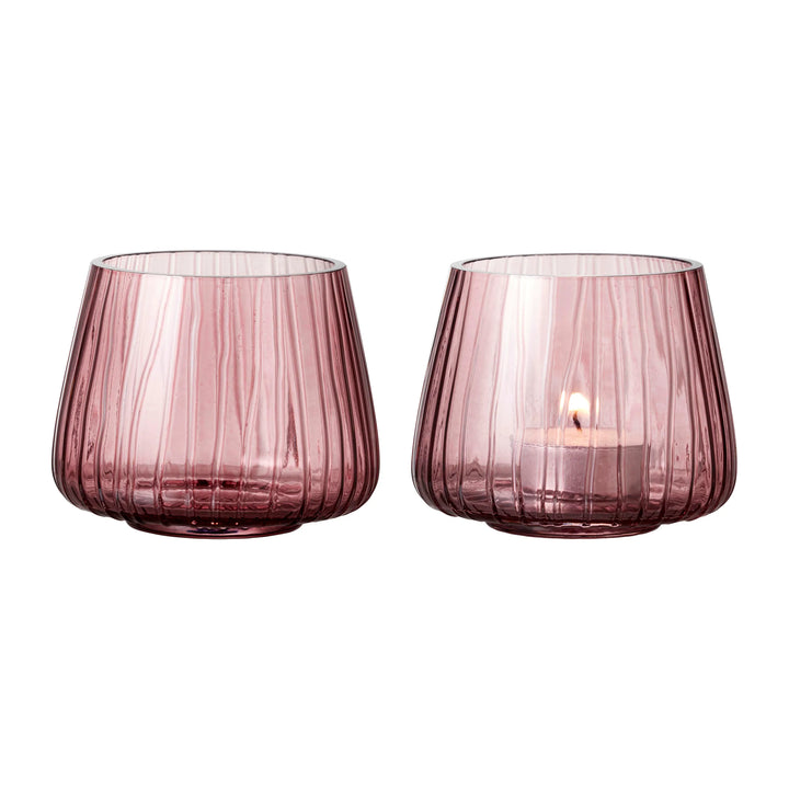 Bitz -  Portacandela da Tè in Vetro Rosa Set 2pz