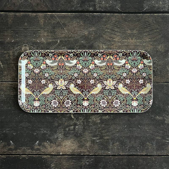 Koustrupco - Vassoio Rettangolare Bordeaux "Strawberry Thief" by William Morris