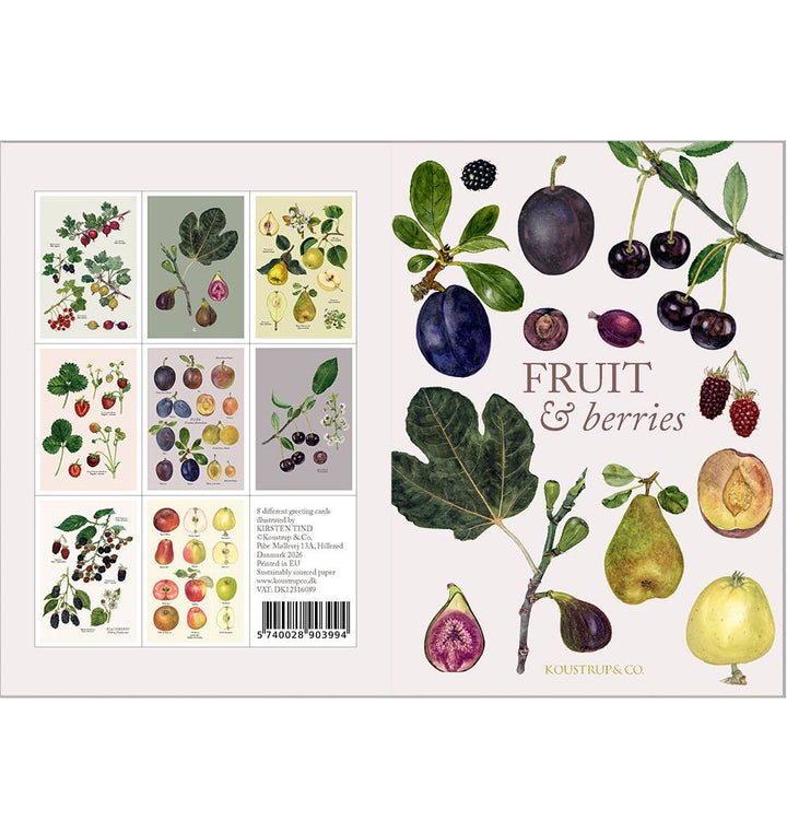 Koustrupco - Set 8 Biglietti d'Auguri Rettangolari Frutta