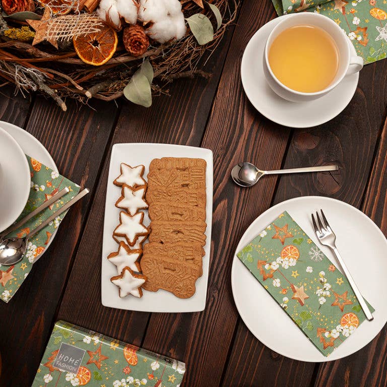 Home Fashion - Tovaglioli Natalizi in Carta "Decorazioni di Natale Verde"