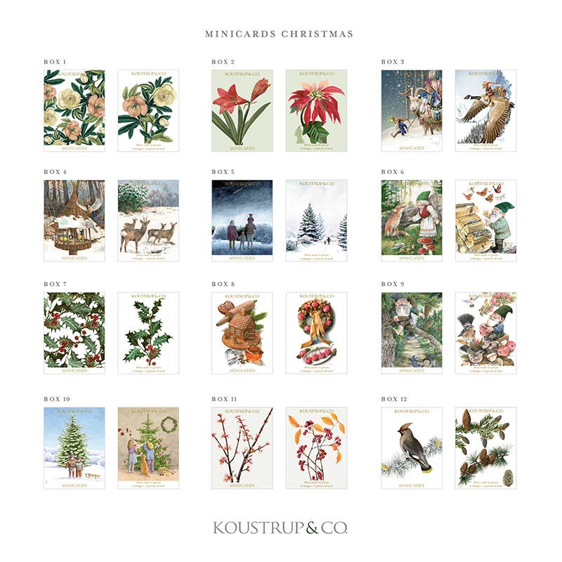 Koustrupco - Set da 10 Mini Biglietti d'Auguri Natale - Oca/Capra