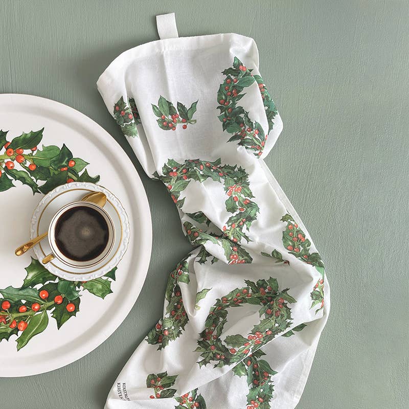 Koustrupco - Strofinaccio Ghirlanda Natale in 100% Cotone Organico