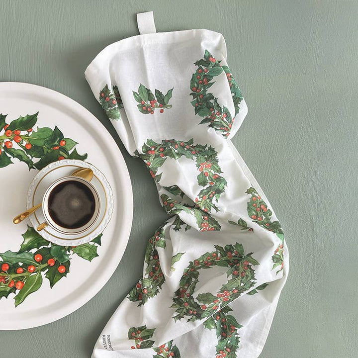 Koustrupco - Strofinaccio Ghirlanda Natale in 100% Cotone Organico