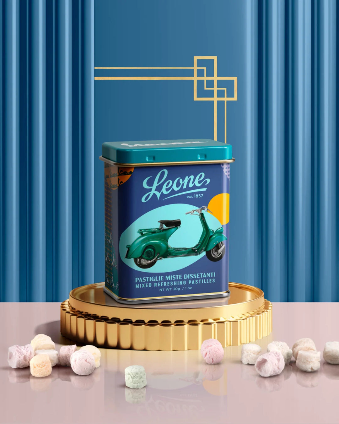 Leone - Lattina Vespa Blu Pastiglie Miste Dissetanti 30g