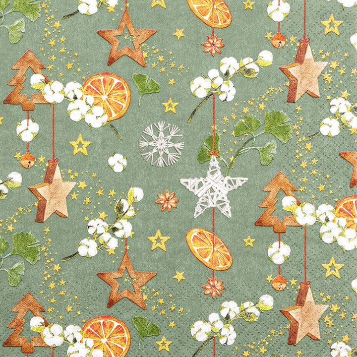 Home Fashion - Tovaglioli Natalizi in Carta "Decorazioni di Natale Verde"