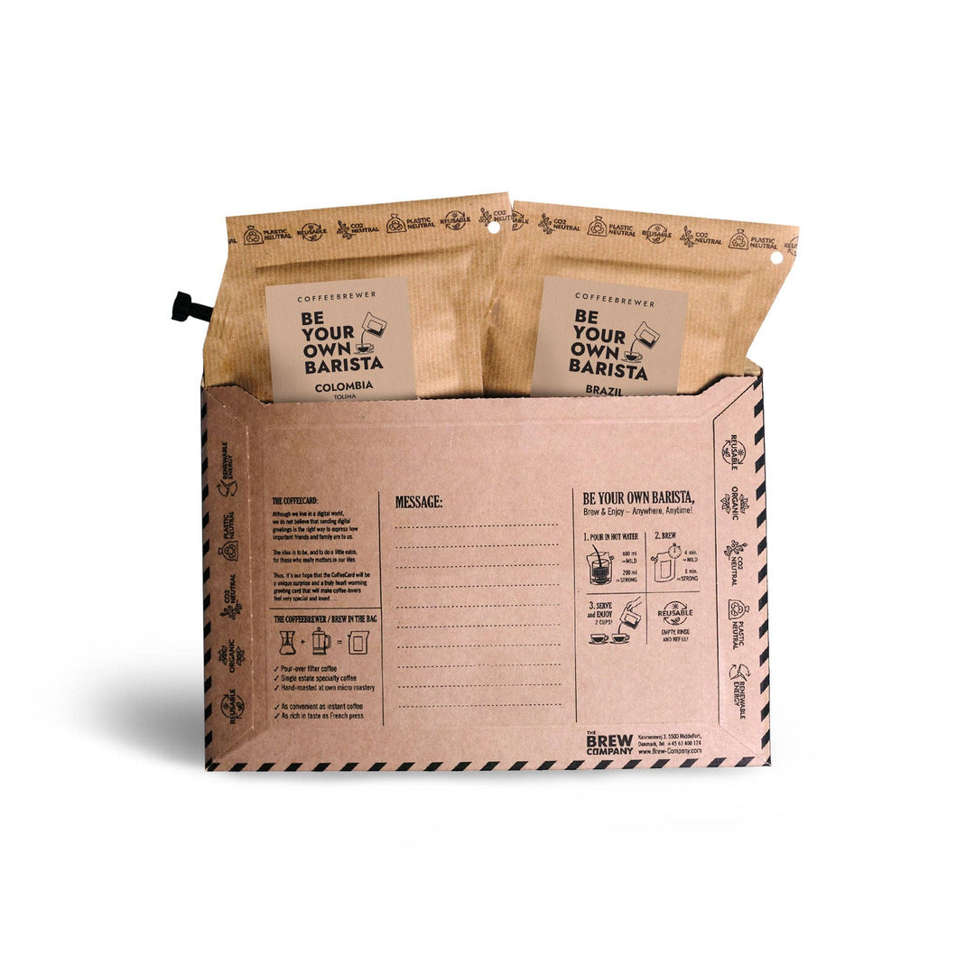 The Brew Company - Biglietto d'Auguri con 3 Confezioni di Caffè "Coffeebrewer"