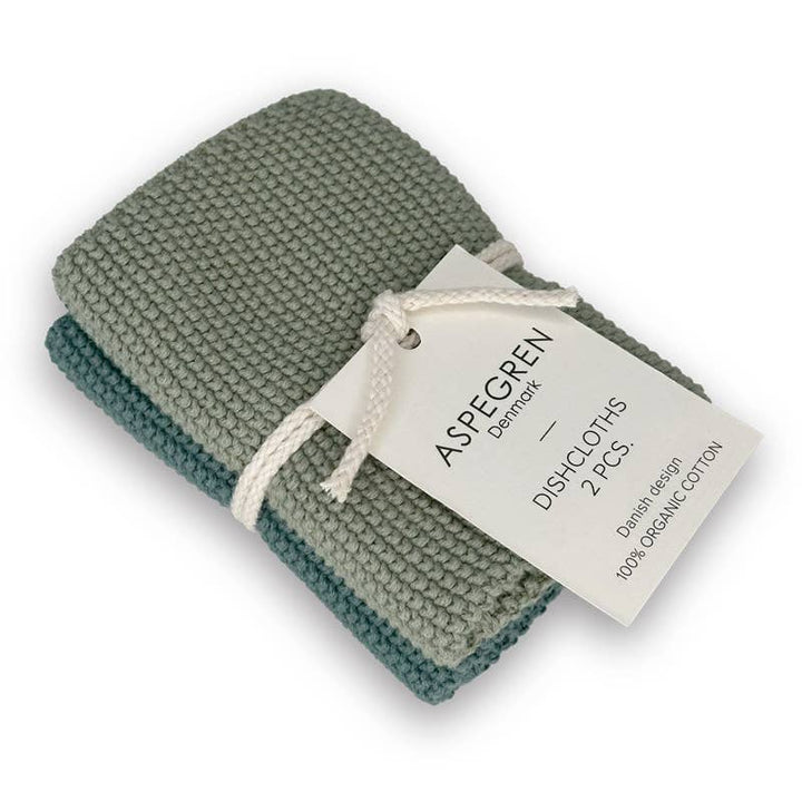 Aspegren Denmark - Set Canovacci Lavorati A Maglia Color Menta 25x25 cm