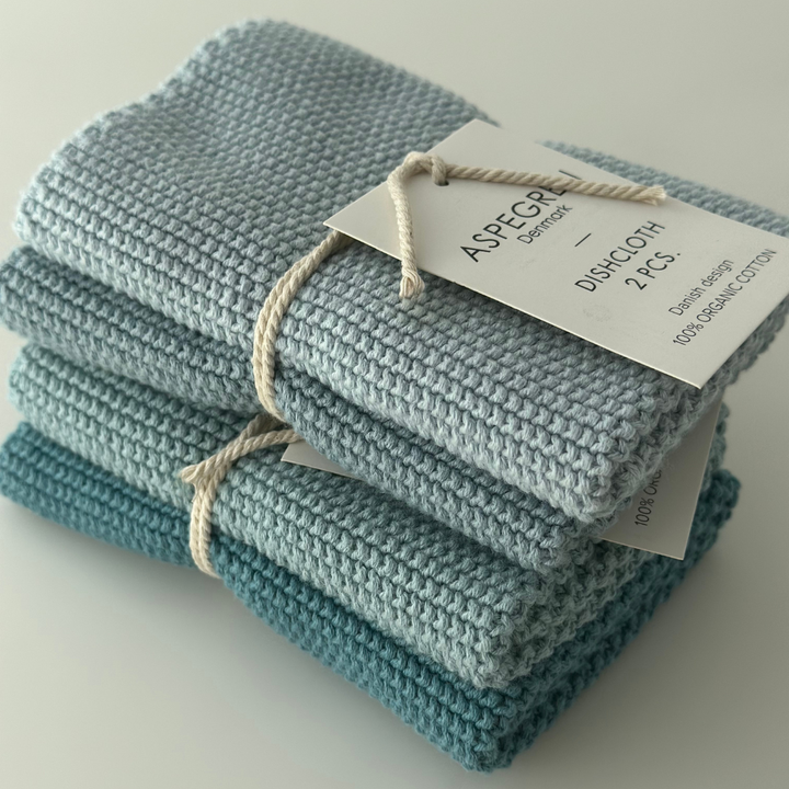 Aspegren Denmark - Set Canovacci Lavorati A Maglia Color Skyway 25x25 cm