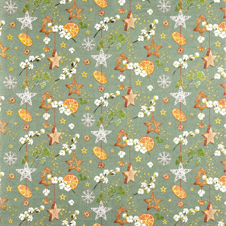 Home Fashion - Tovaglioli Natalizi in Carta "Decorazioni di Natale Verde"