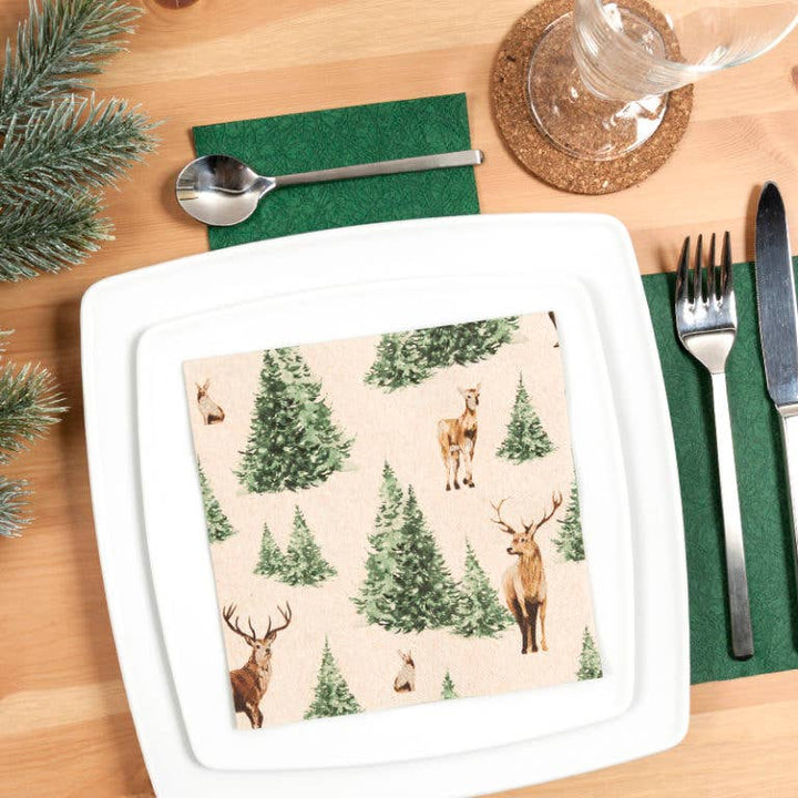 Home Fashion - Tovaglioli Natalizi in Carta "Foresta e Alci"