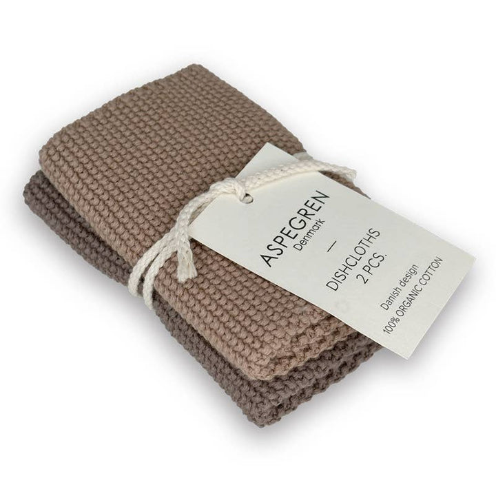 Aspegren Denmark - Set Canovacci Lavorati A Maglia Color Nocciola 25x25 cm