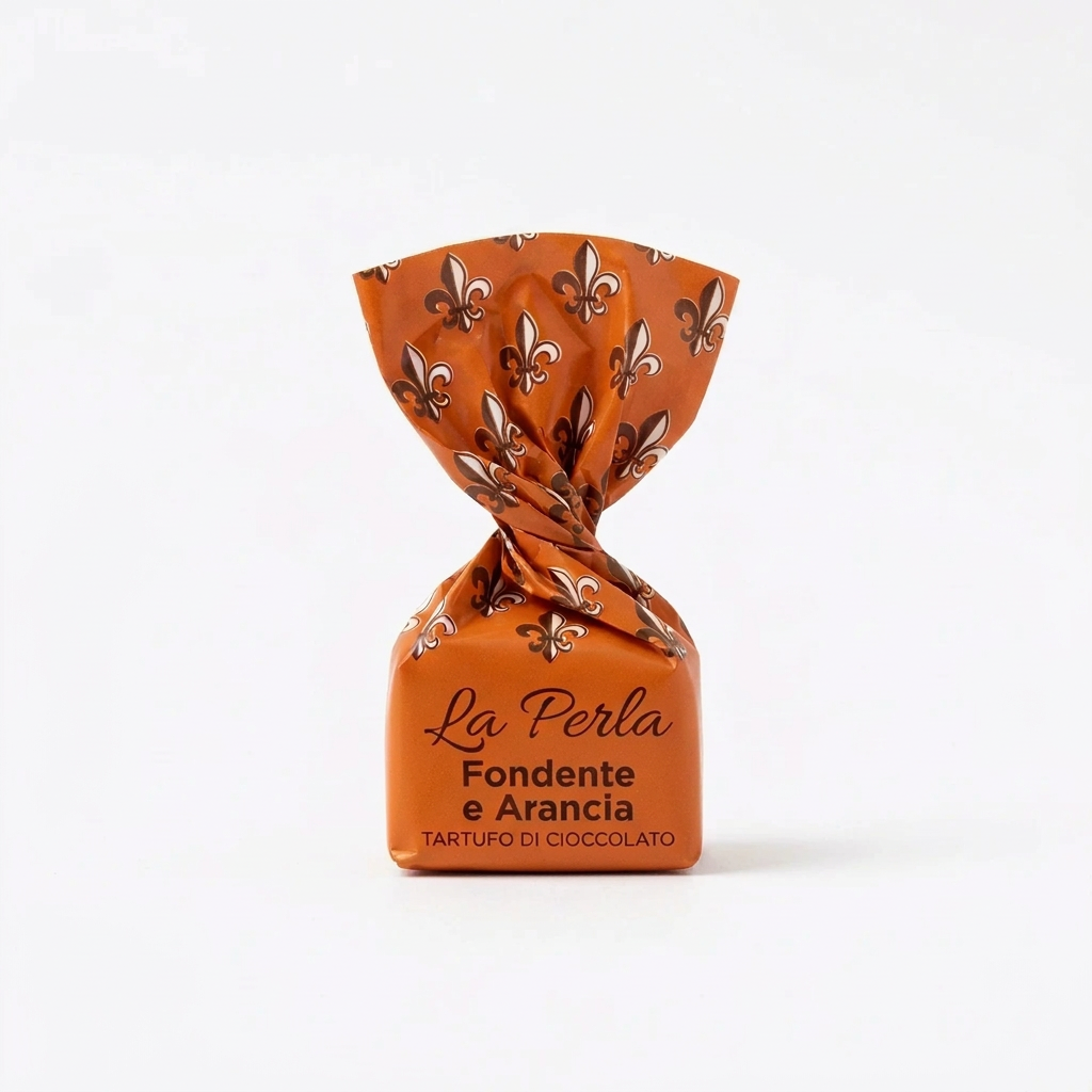 La Perla Cioccolato Torino - Mini Tartufo di Cioccolato Fondente e Arancia Formato Sfuso 100g