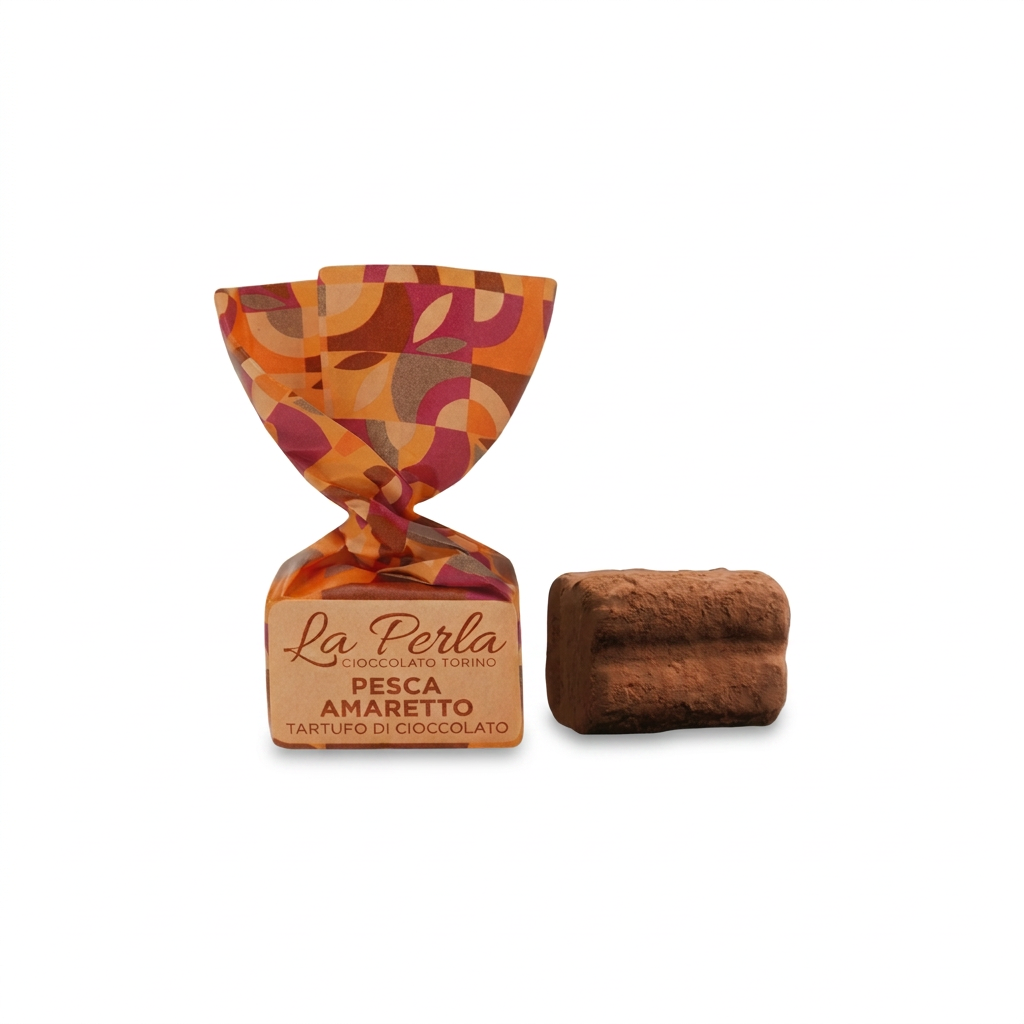 La Perla Cioccolato Torino - Tartufo Nero Pesca Amaratto Formato Sfuso 100g